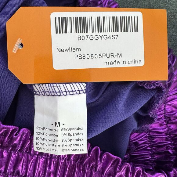 NWT Pesion Metallic Purple Hot Shorts High Waist Rave Festival Pockets Medium - Picture 13 of 13